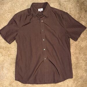 Men's Brown Short Sleeve Button Down Shirt